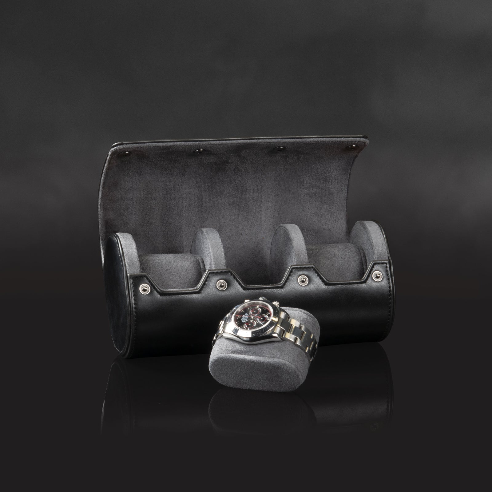 Vintage 3 Watch Roll Black