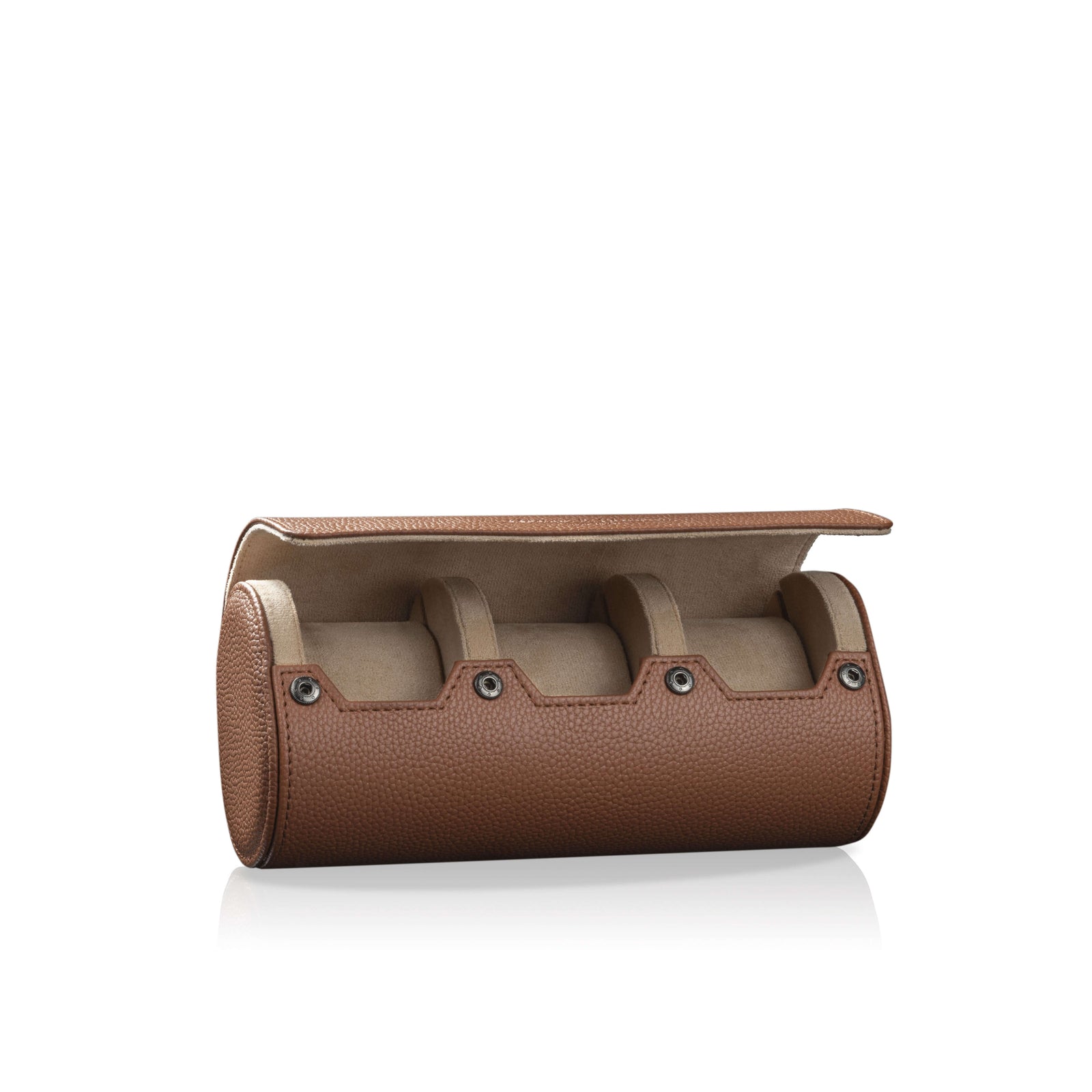 Charles Triple Watch Roll Brown & Cream
