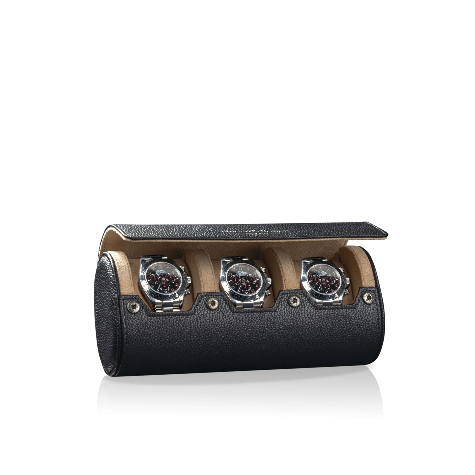 Charles Triple Watch Roll Black & Cream