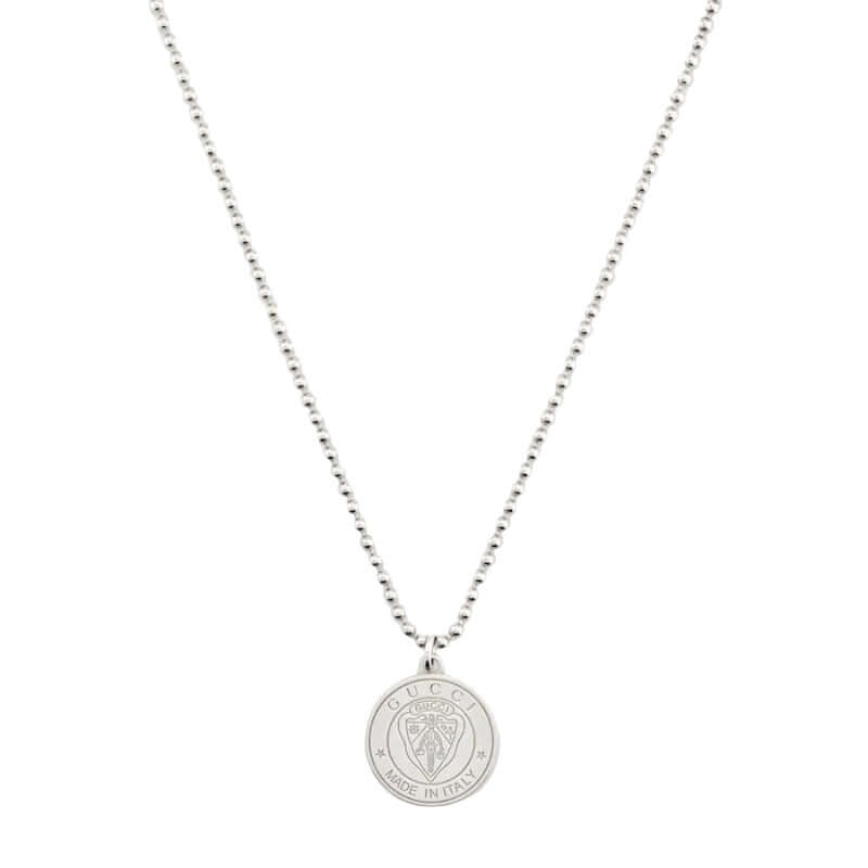 GUCCI Crest Silver Pendant Necklace YBB87421700100U Bandiera Jewellers