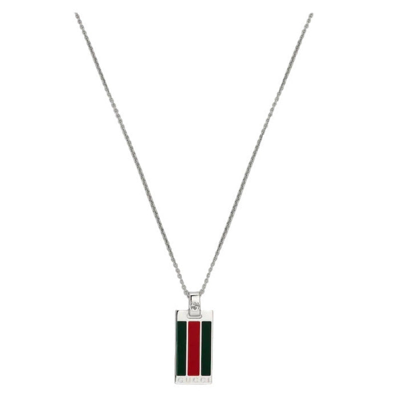 GUCCI Web Silver Pendant Necklace YBB87429300100U Bandiera Jewellers