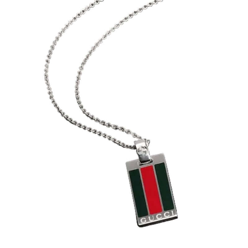 GUCCI Web Silver Pendant Necklace YBB87429300100U Bandiera Jewellers