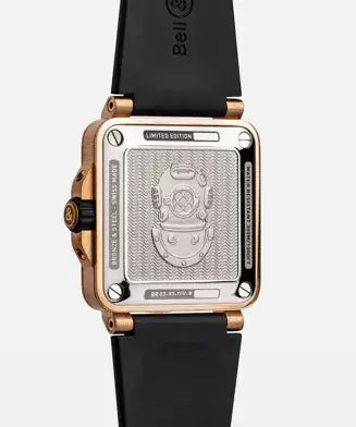 Luxury watch with intricate design on a white background
Bell & Ross BR-03 Diver Black & Green Bronze BR0392-D-LT-BR/SRB Bandiera Jewellers