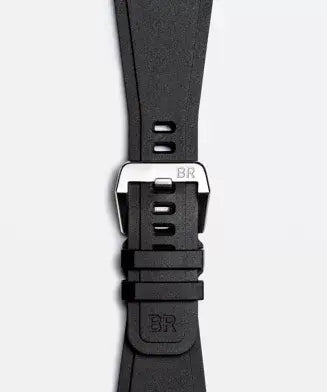 Black watch strap with silver buckle on a white background
Bell & Ross BR-03 Skeleton Grey Steel BR03A-GR-SKST/SRB Bandiera Jewellers