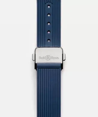 Blue watch strap with Bell & Ross logo on a white background
Bell & Ross BR-05 Blue Steel BR05A-BLU-ST/SRB Bandiera Jewellers