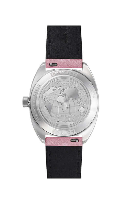 Bremont Terra Nova 35mm Jumping Hour Frosted Pink Leather Strap TN35-JH-FS-PK-L-S Bandiera Jewellers