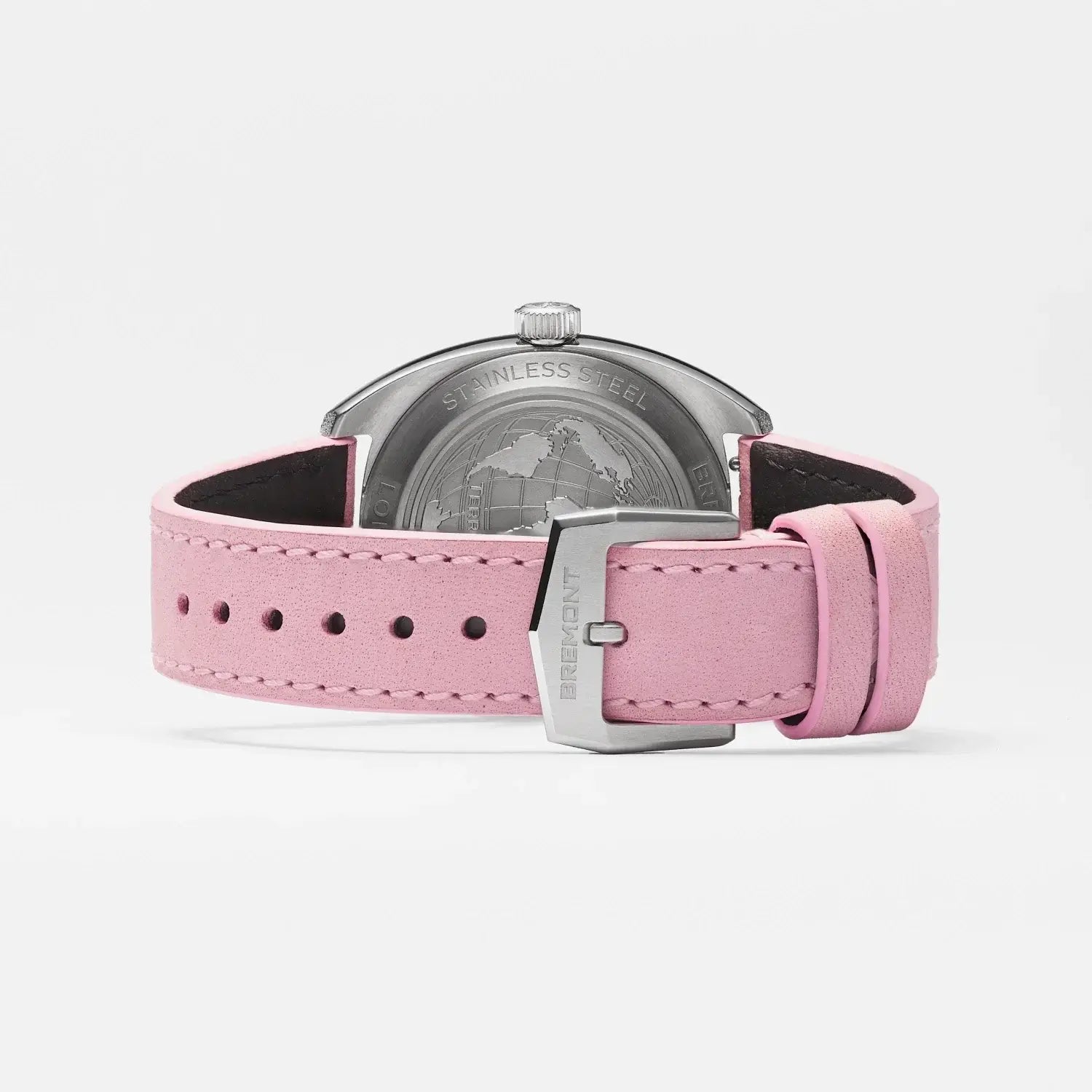 Bremont Terra Nova 35mm Jumping Hour Frosted Pink Leather Strap TN35-JH-FS-PK-L-S Bandiera Jewellers