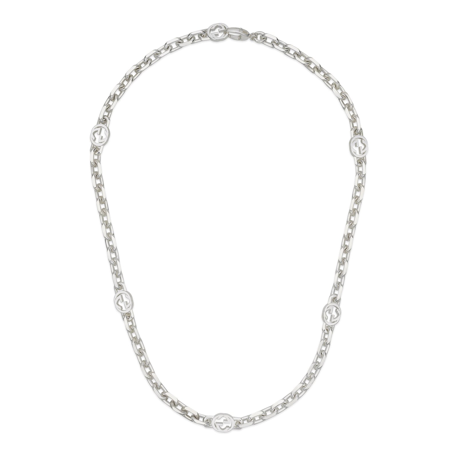 GUCCI SILVER INTERLOCKING G NECKLACE YBB75970300100