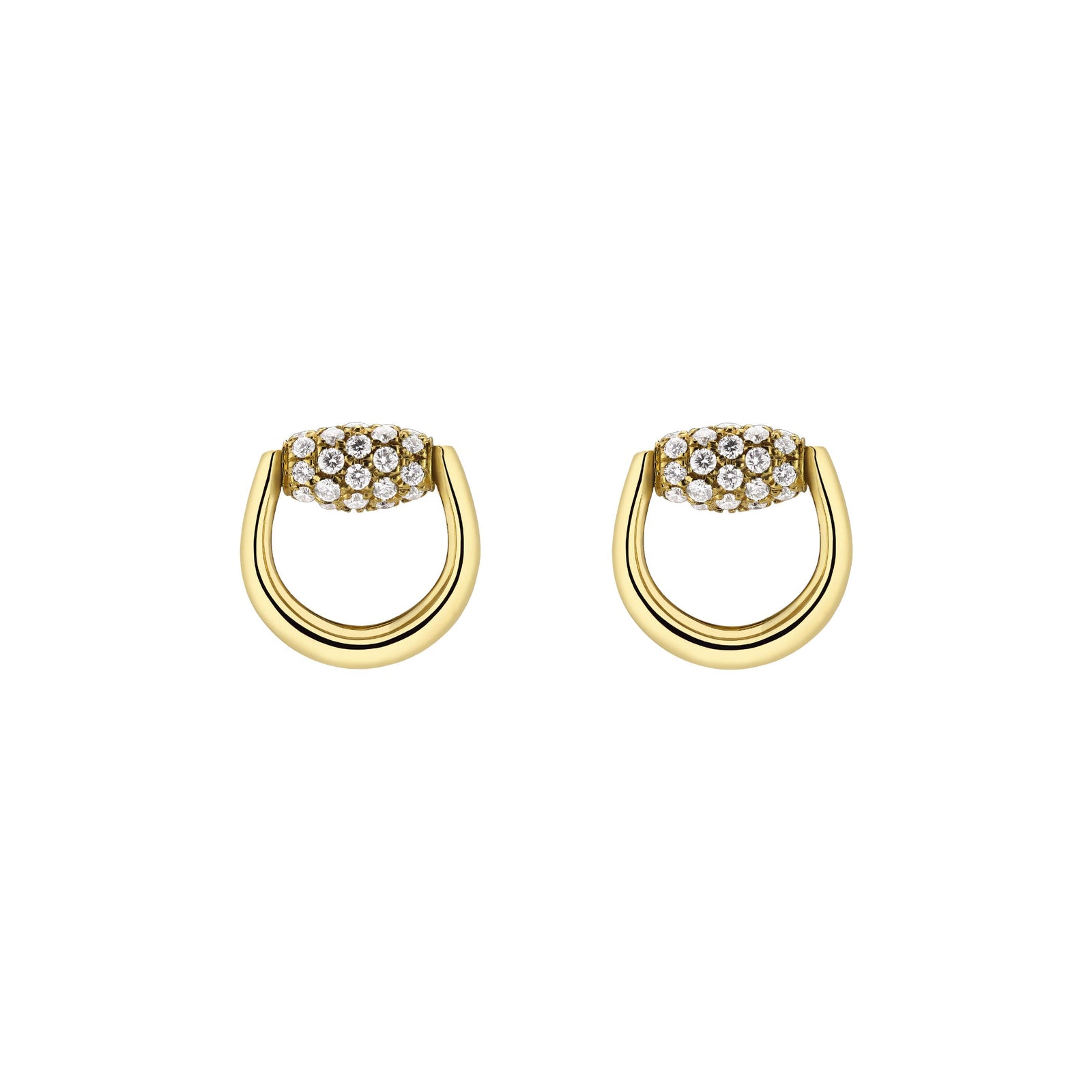 GUCCI Horsebit Earrings Gold & Diamonds YBD86144800100