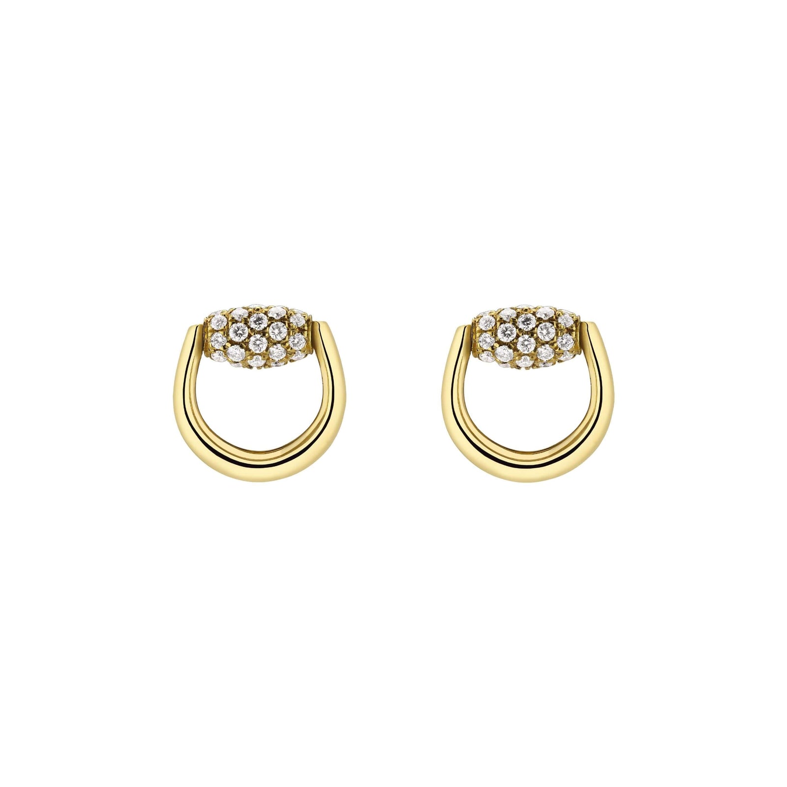 GUCCI Horsebit Earrings Gold & Diamonds YBD86144800100