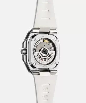 Watch with a white strap and visible mechanical components on a white background
Bell & Ross BR-X5 Iridescent BRX5R-IRS-ST/SRB Bandiera Jewellers