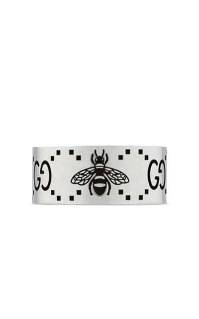 GUCCI Signature Silver Ring with Bee Motif YBC728304001 Bandiera Jewellers