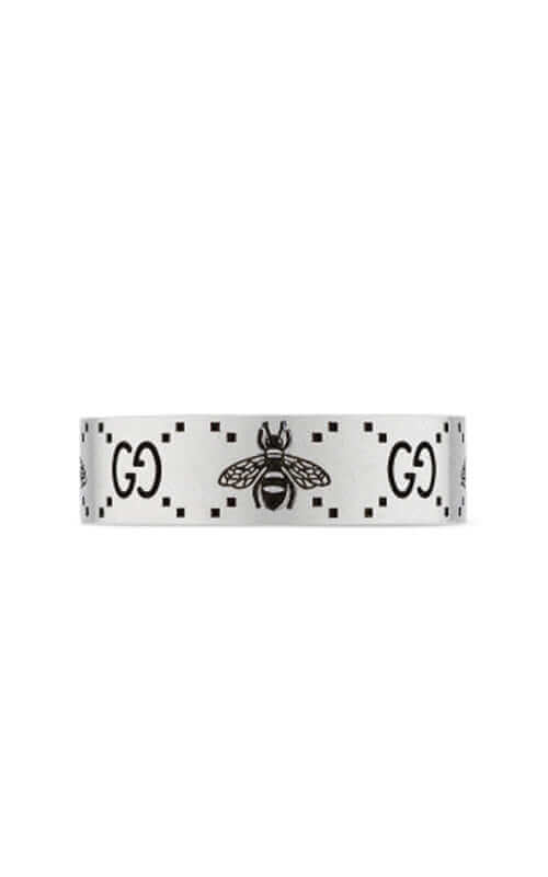 GUCCI Signature Silver Ring with Bee Motif YBC728389001 Bandiera Jewellers