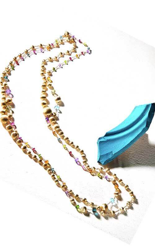 Marco Bicego Africa Gold Graduated Double Wave Necklace (CB1417) | Bandiera Jewellers Toronto and Vaughan