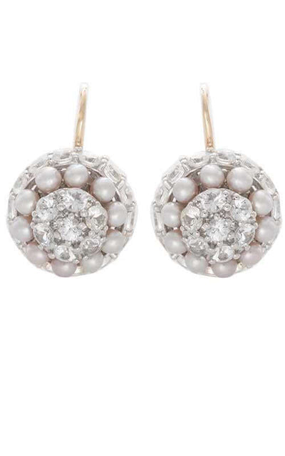 Mimi Garbo Rose Gold, White Sapphires and Violet Pearls Earrings (O241C3Z) | Bandiera Jewellers Toronto and Vaughan