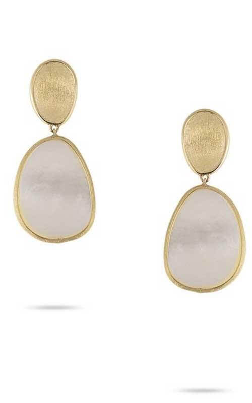 Marco Bicego Lunaria Earrings Yellow Gold and White Mother of Pearl (OB1403 MPW) | Bandiera Jewellers Toronto and Vaughan