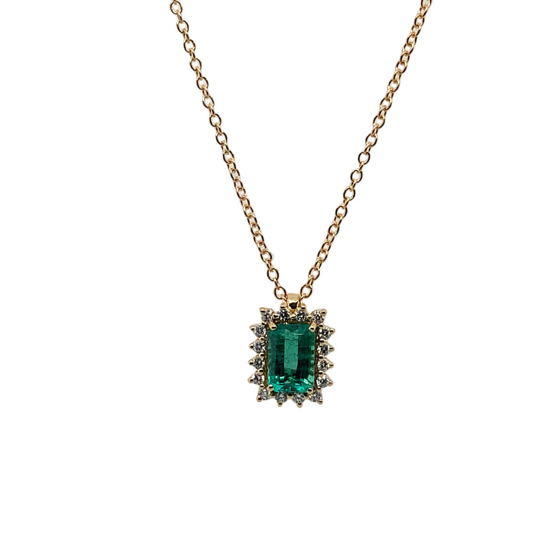 BJ Diamond &amp; Emerald Necklace 15225PGDS DM 0.14ct EM 0.98ct
