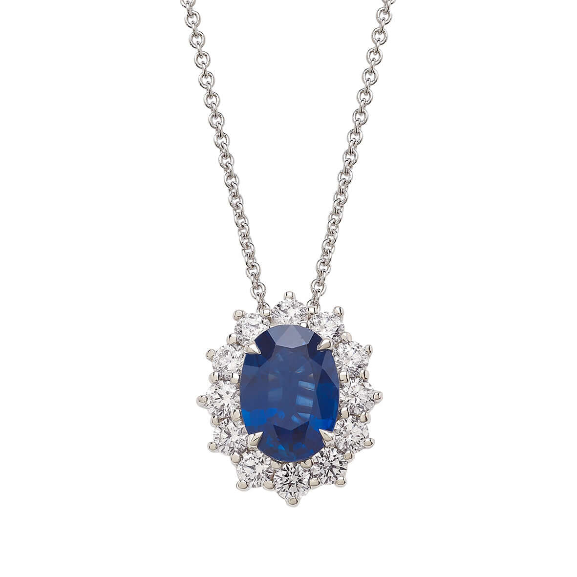 18kt White Gold Diamond &amp; Sapphire Pendant 16331LPBDZ Bandiera Jewellers