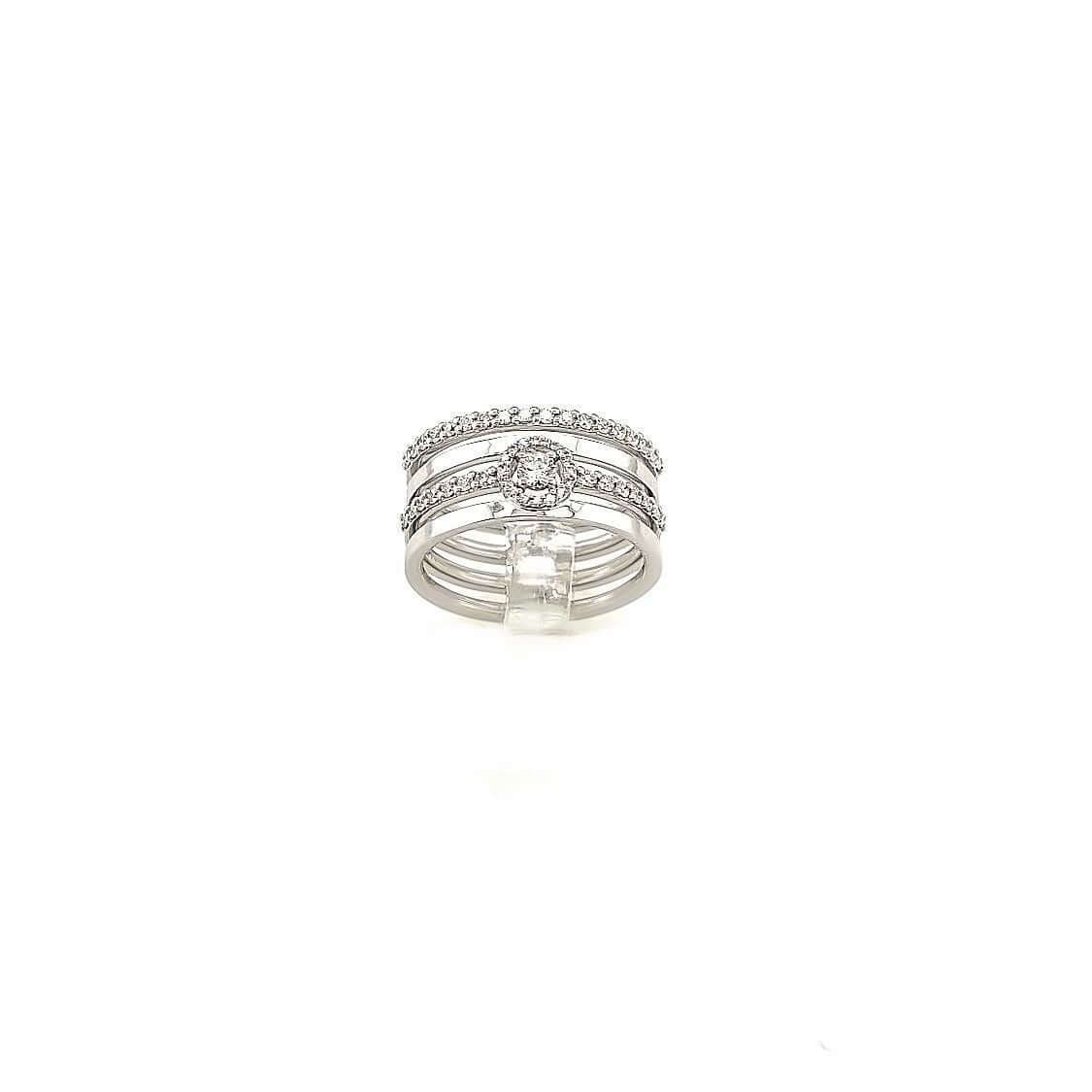 White gold ring with gemstone on a white background