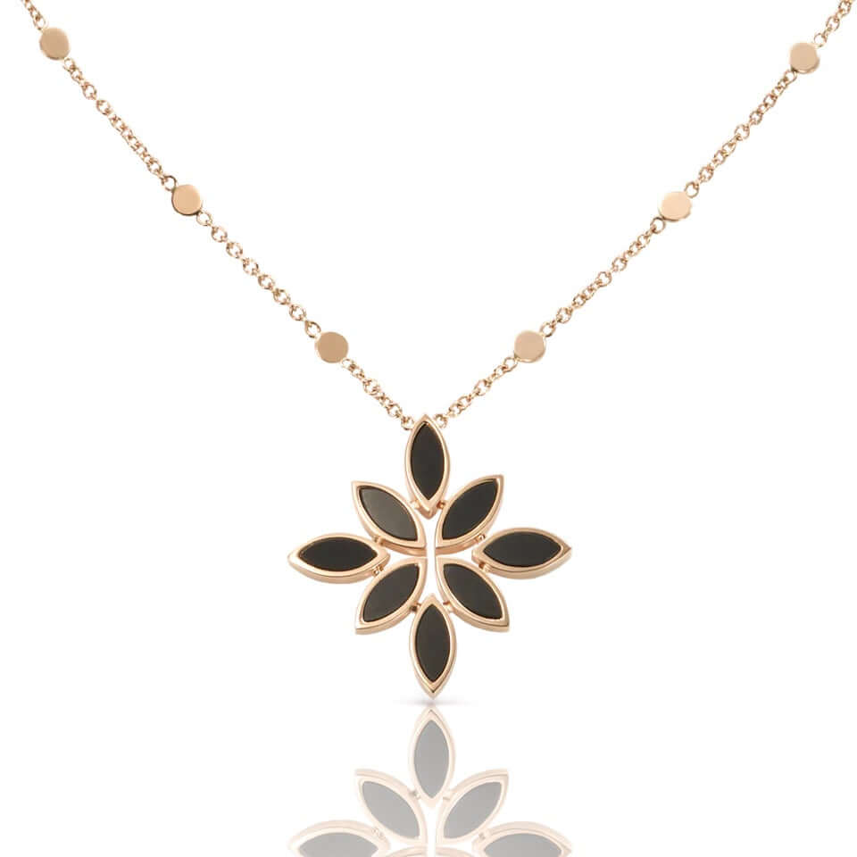 Necklace with a black floral pendant on a white background

Pasquale Bruni Ghirlanda Luce di Loto Necklace 16727R Bandiera Jewellers