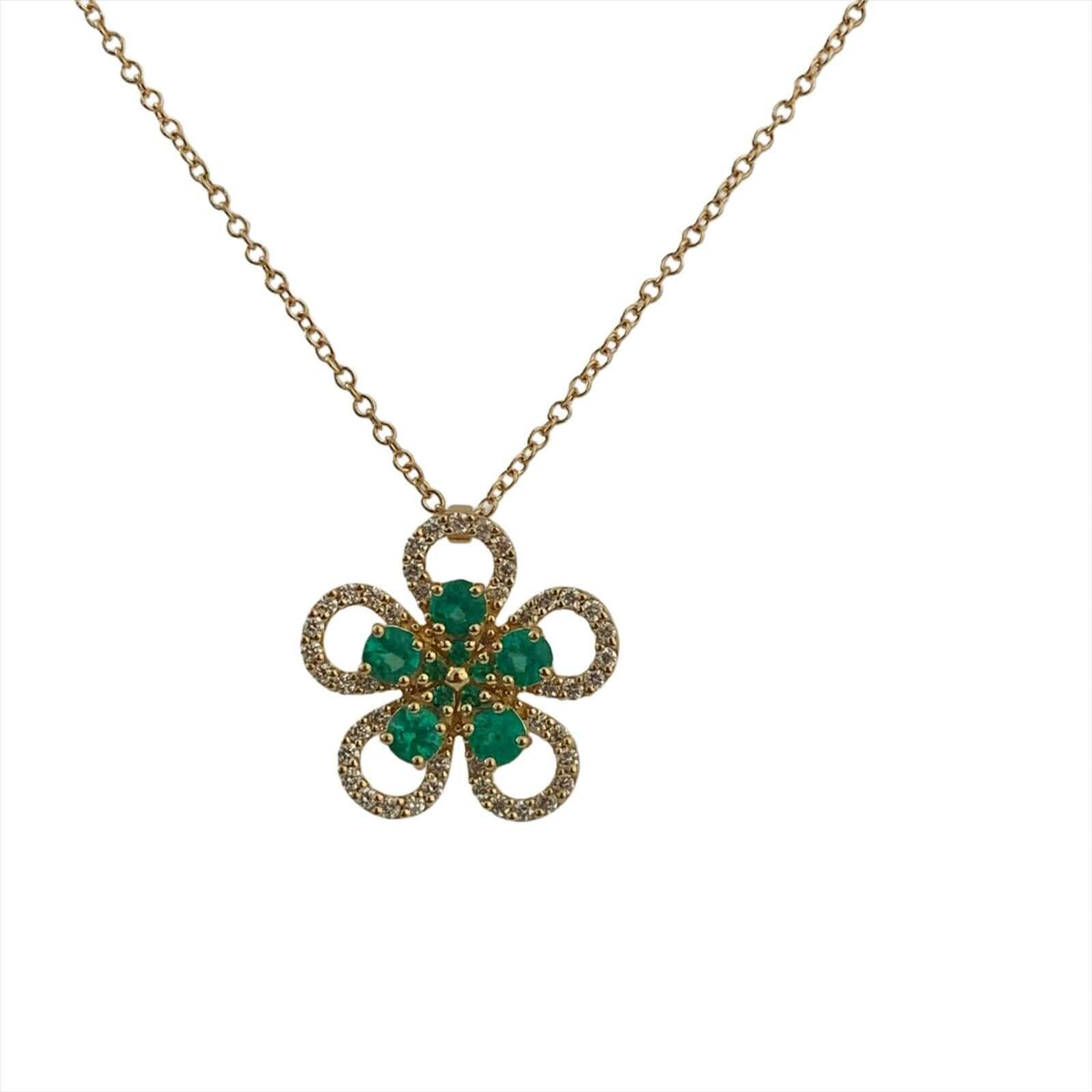 BJ Diamond &amp; Emerald Necklace 18154PGDSM DM 0.38 EM 0.58ct