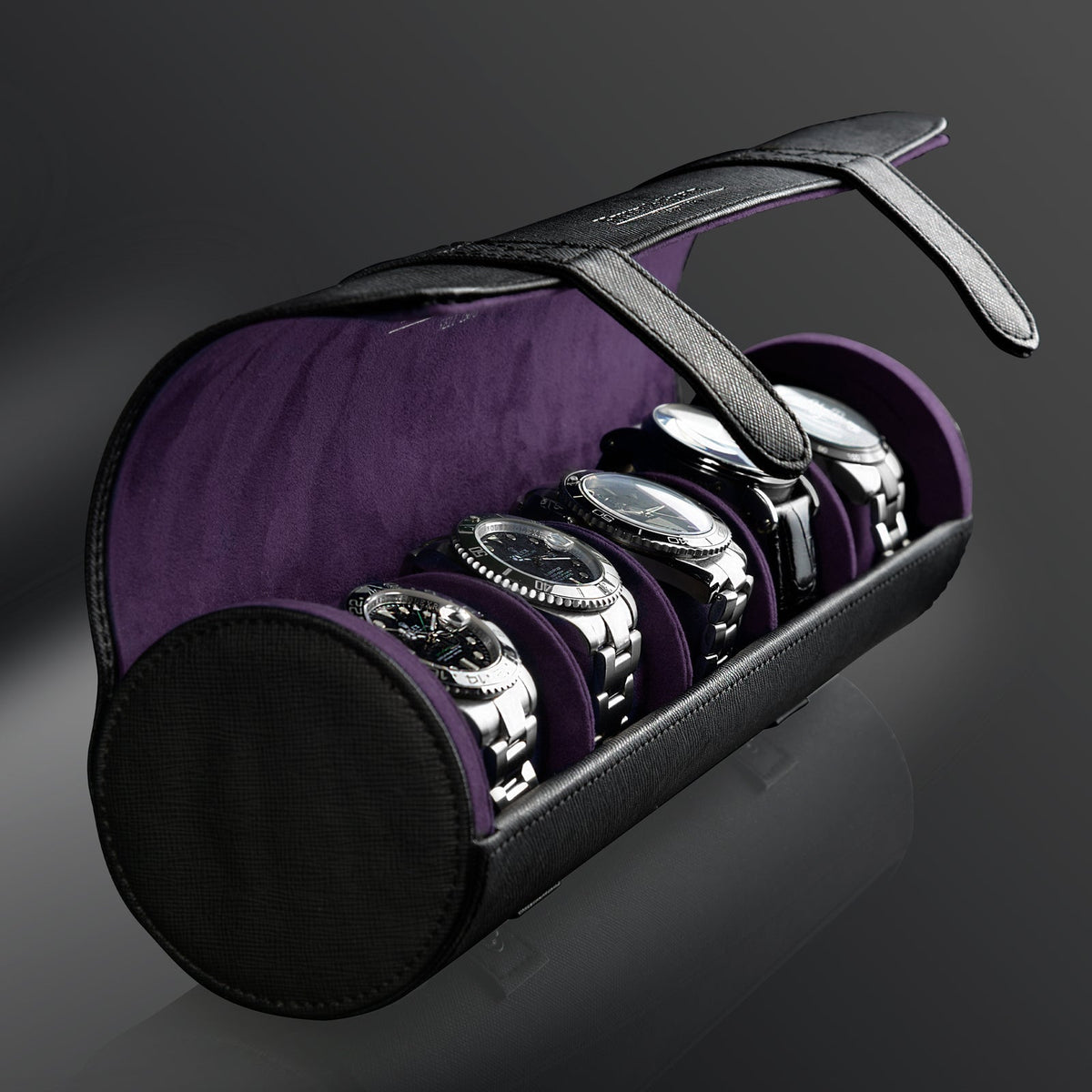 Rondo 5 Watch Roll Black & Purple