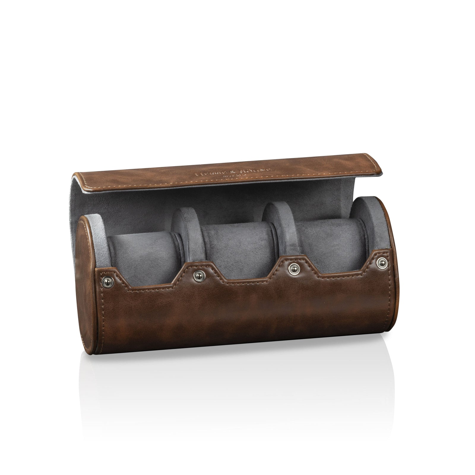 Vintage 3 Watch Roll Brown