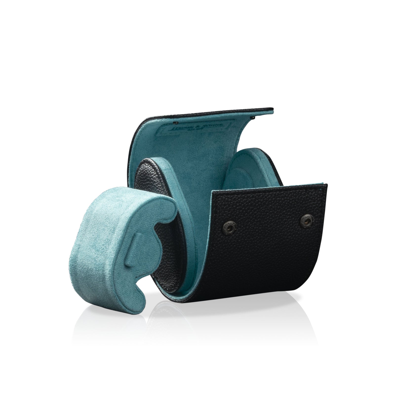 Charles Single Watch Roll Black & Turquoise