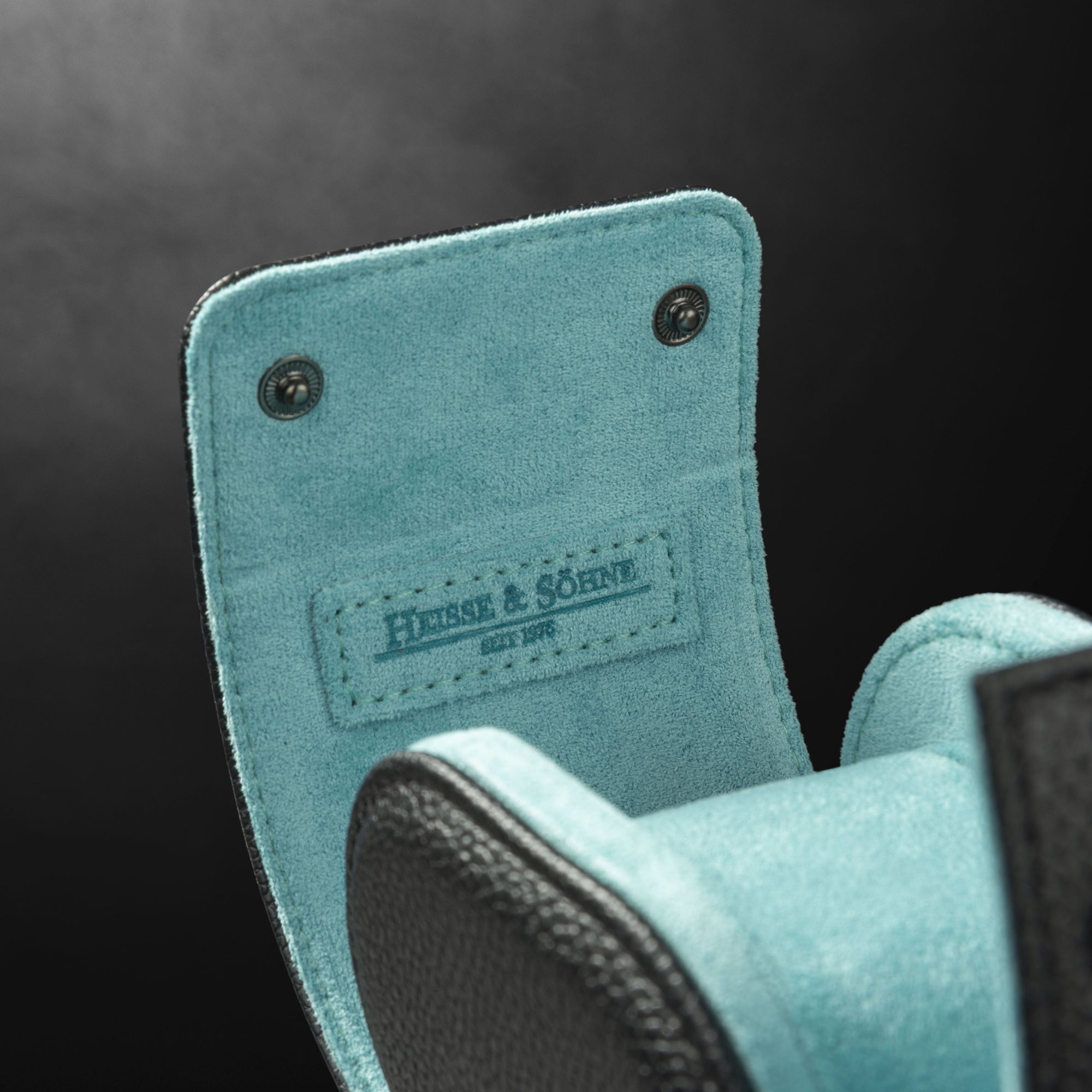 Charles Single Watch Roll Black & Turquoise