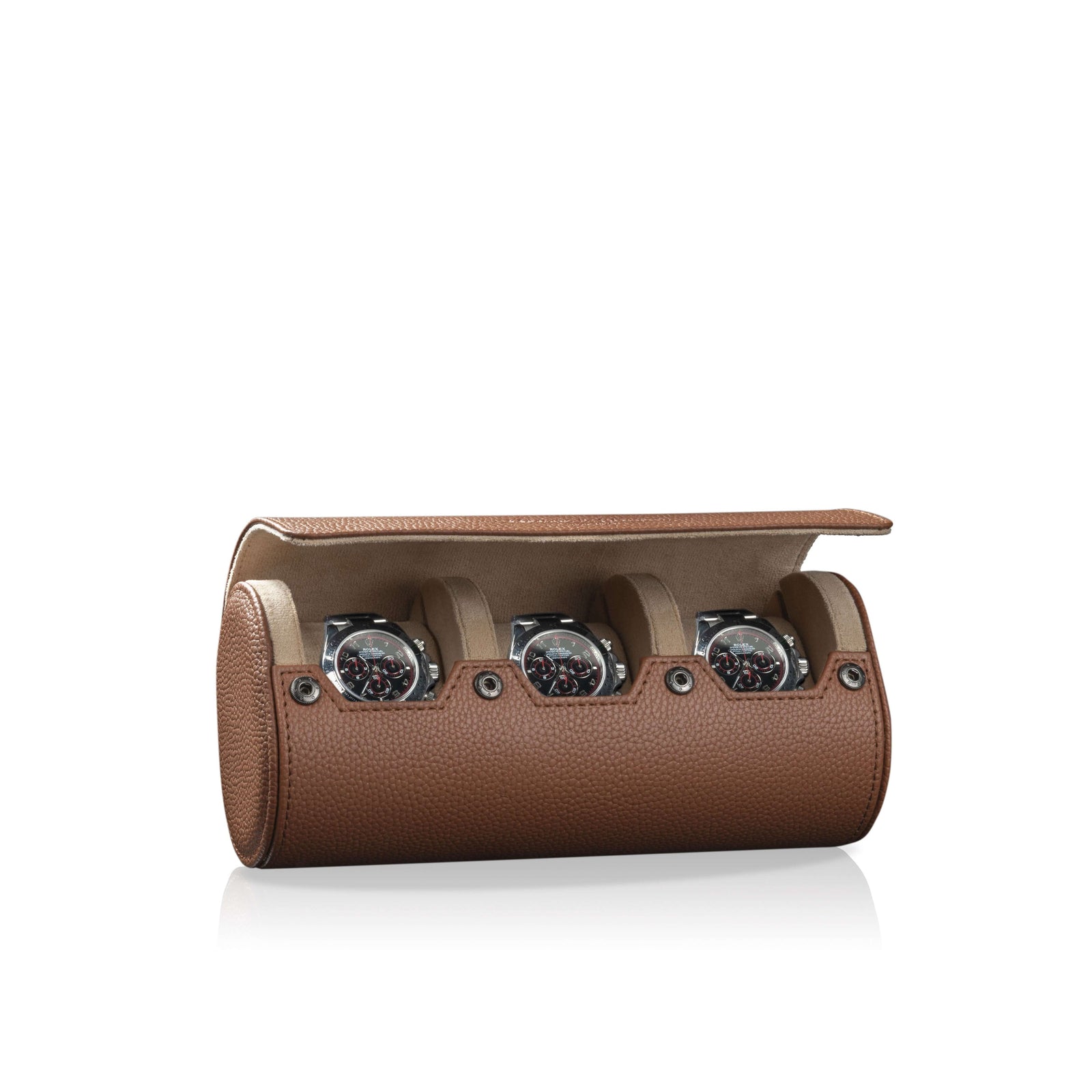 Charles Triple Watch Roll Brown & Cream