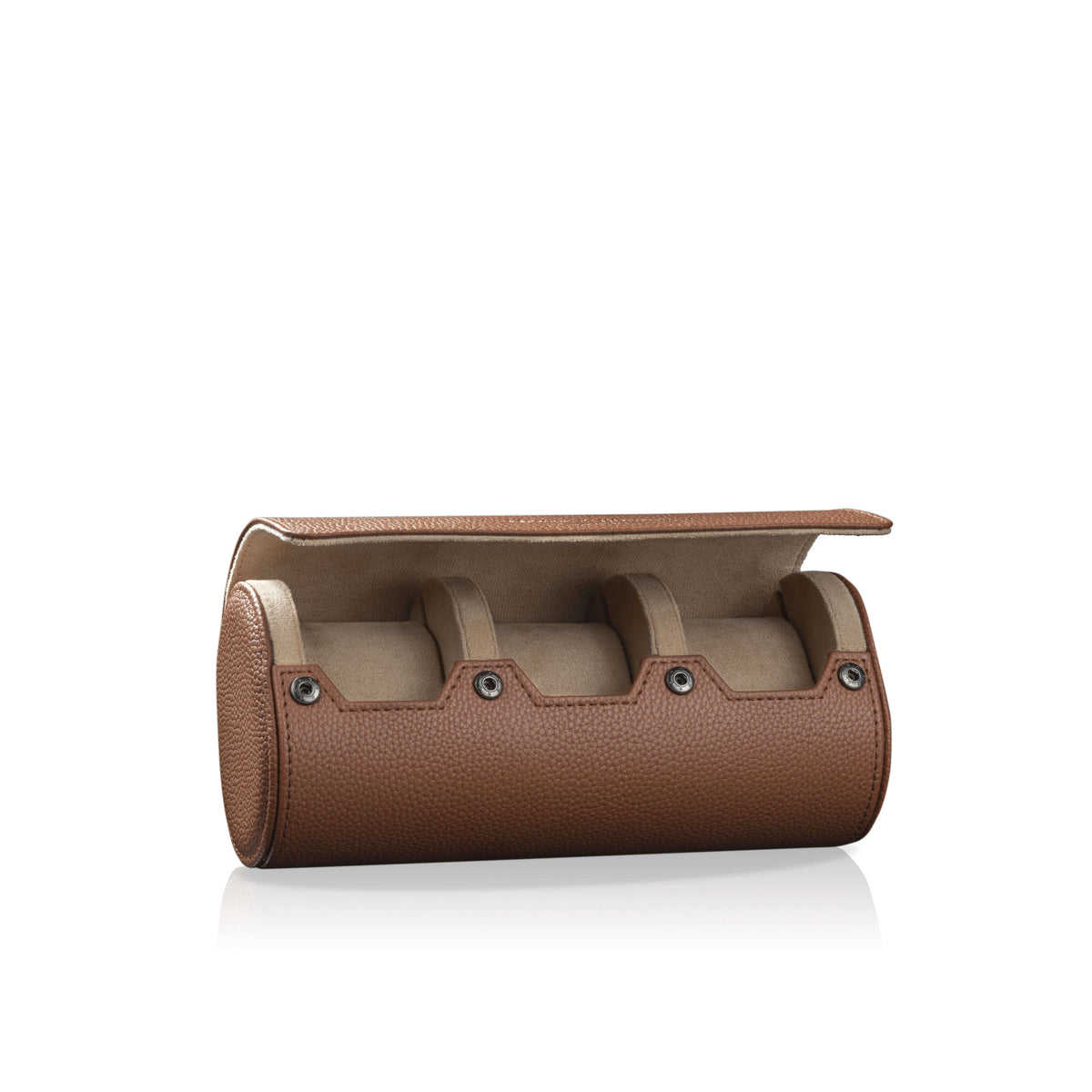 Charles Triple Watch Roll Brown &amp; Cream
