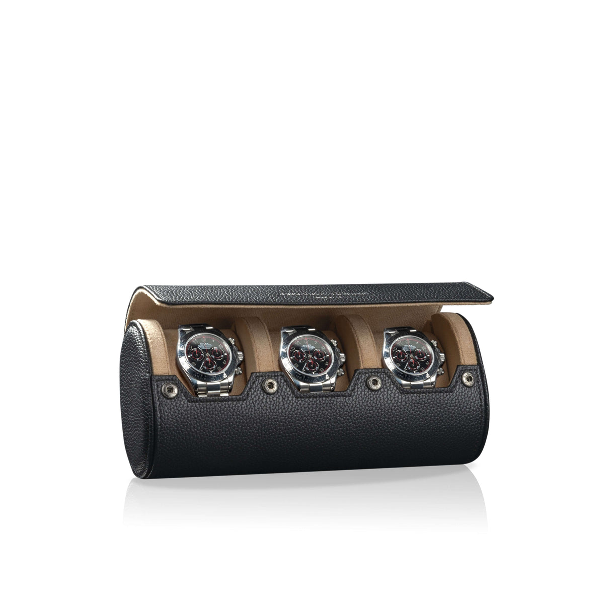 Charles Triple Watch Roll Black & Cream