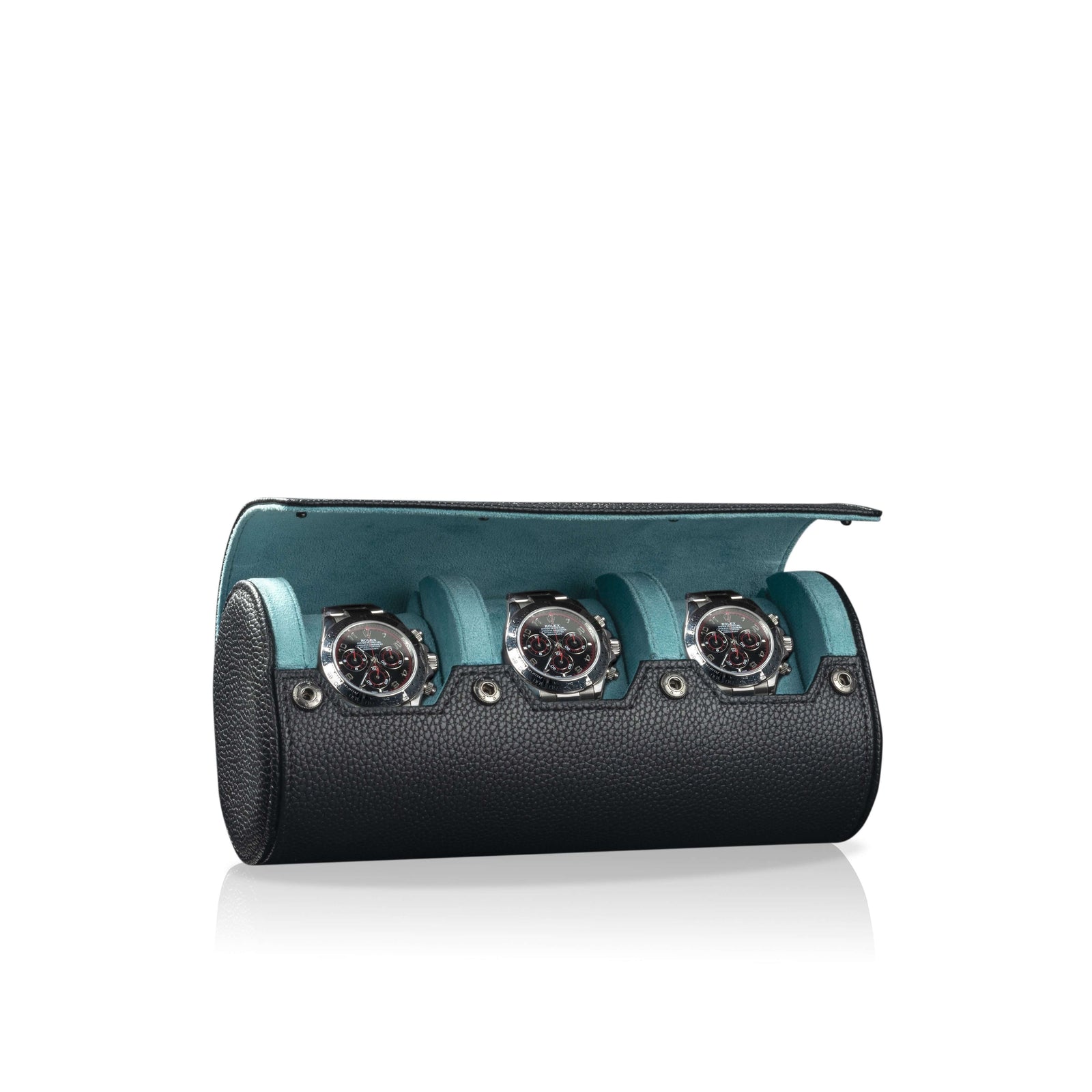 Charles Triple Watch Roll Black & Turquoise