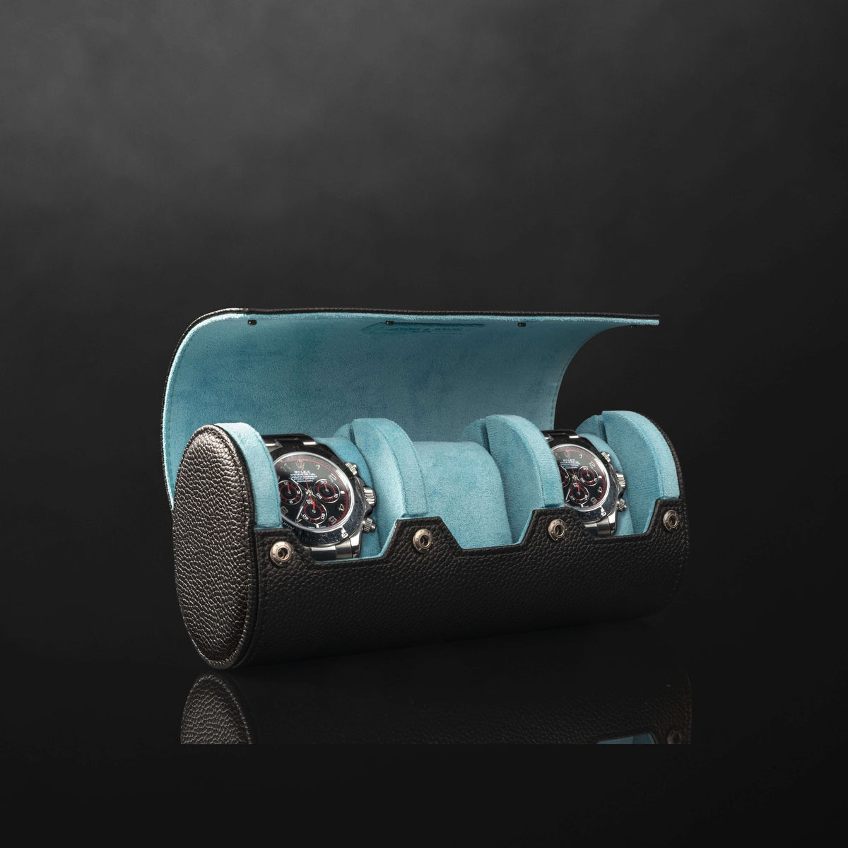 Charles Triple Watch Roll Black & Turquoise