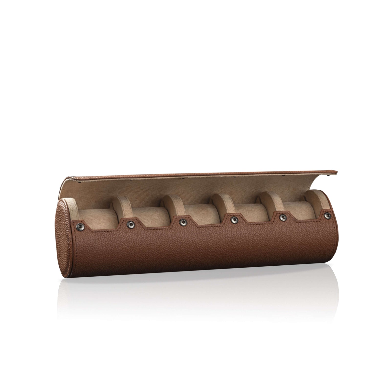 Charles 5 Watch Roll Brown & Cream