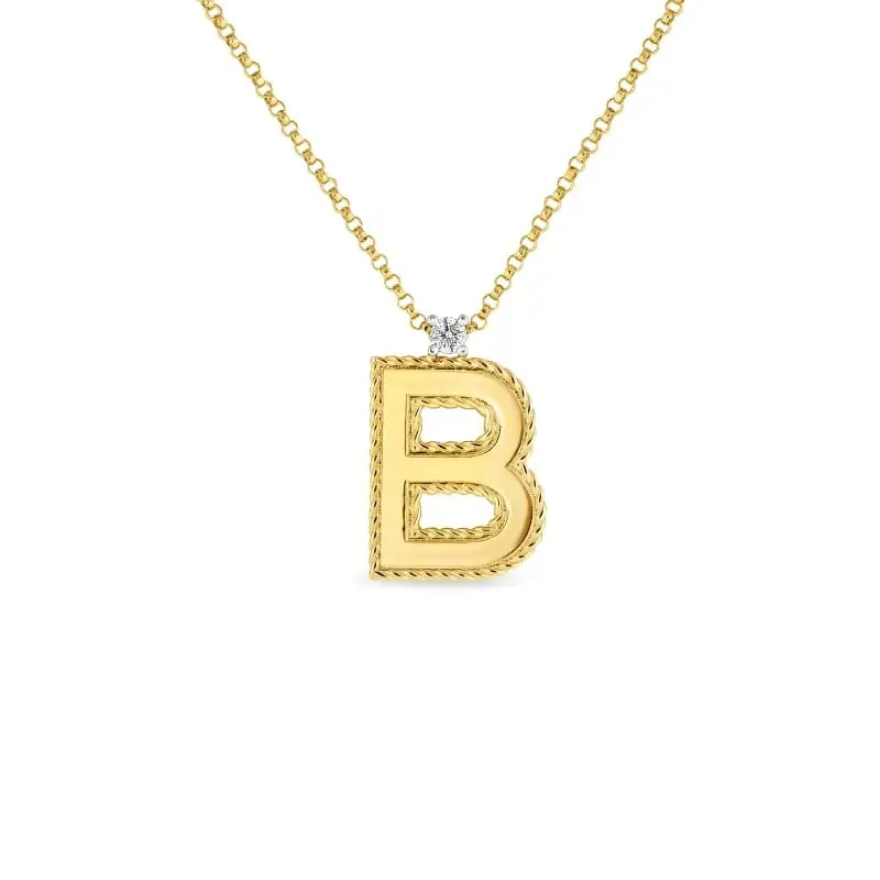 Roberto Coin Princess Block Letter B Necklace 7771372AYCHXB Bandiera Jewellers