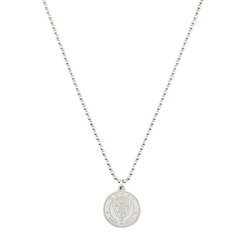 GUCCI Crest Silver Pendant Necklace YBB87421700100U Bandiera Jewellers