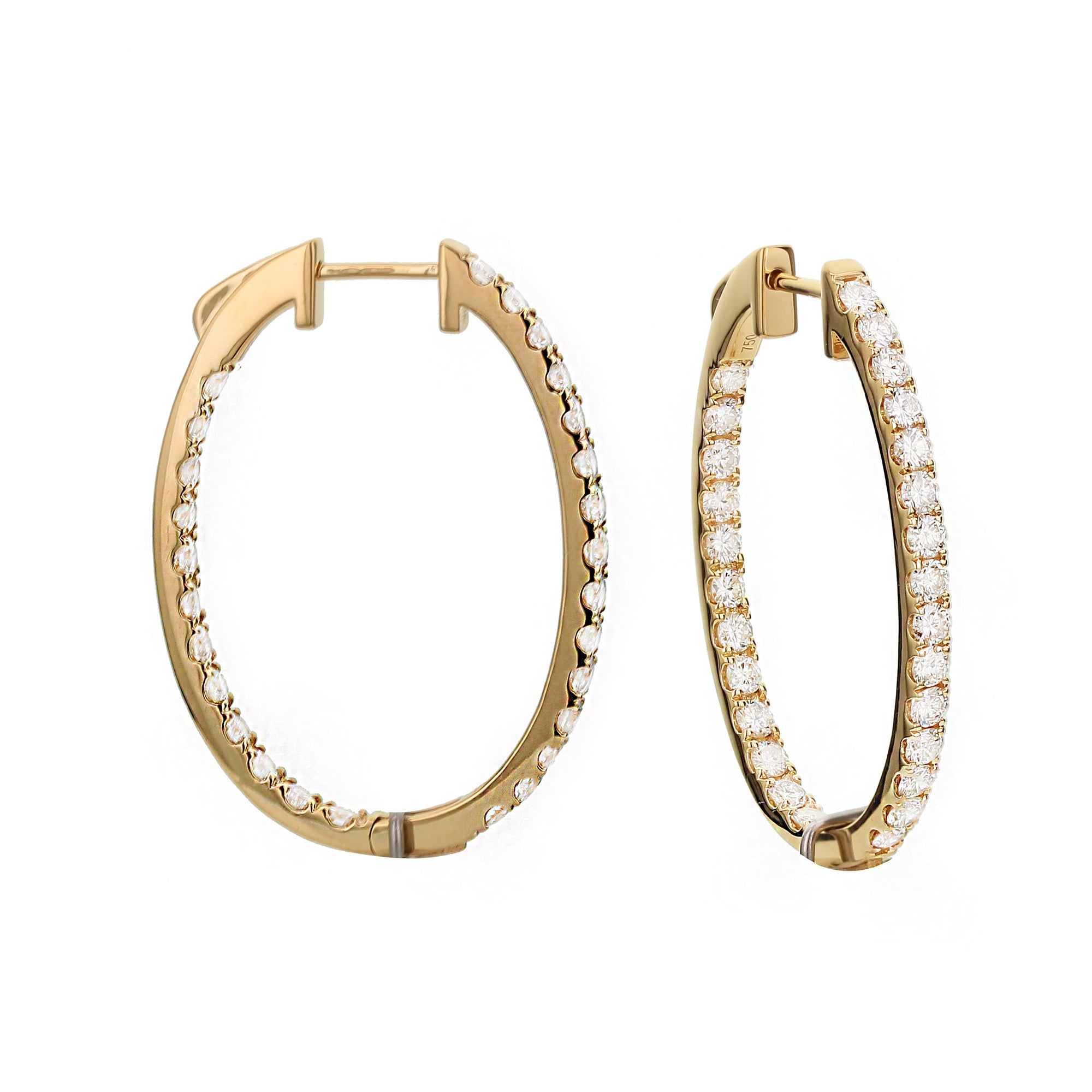 Bandiera Jewellers Diamond Oval Hoop Earrings 2.10CT AER-19295-Y