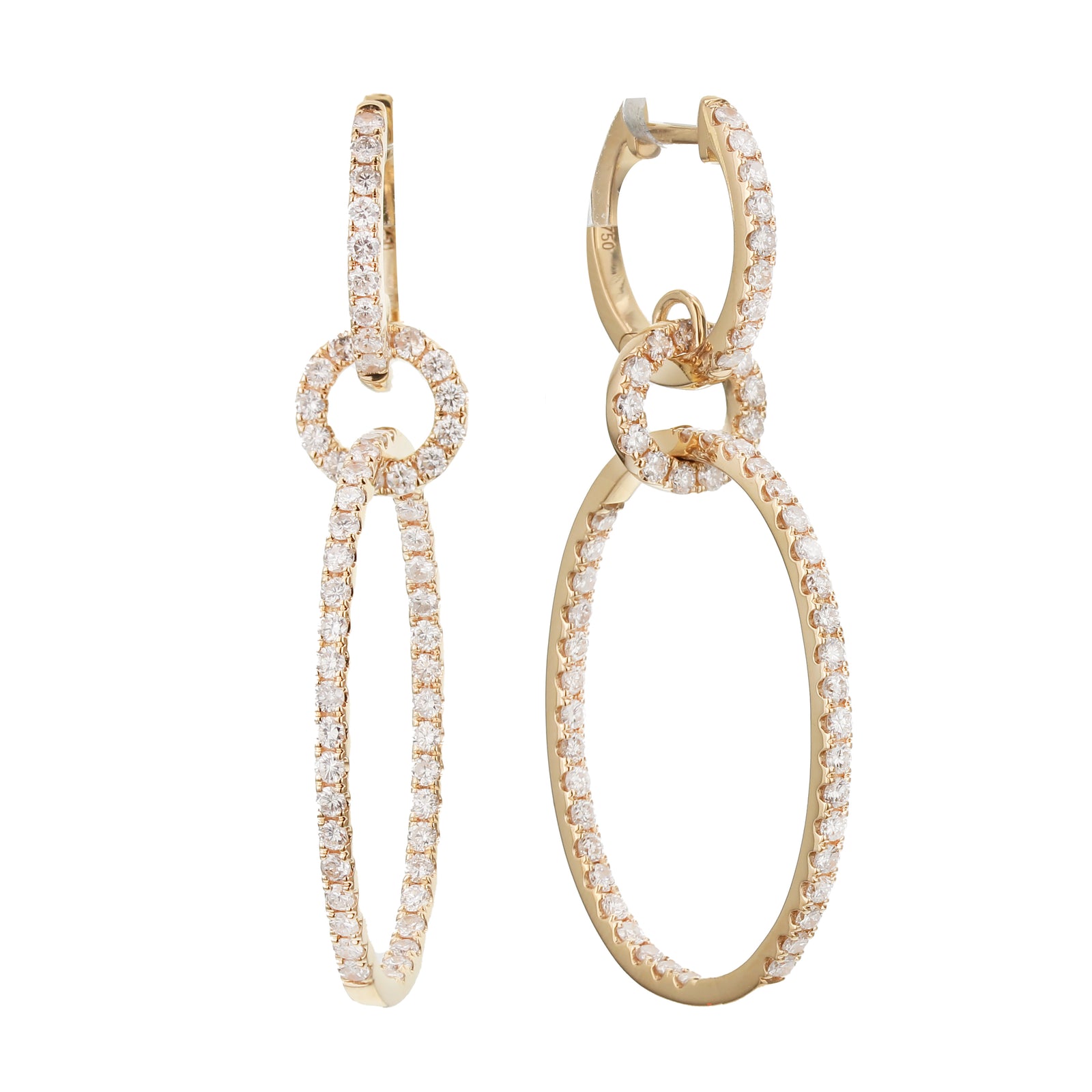 Bandiera Jewellers Diamond Oval Hoop Drop Earrings 1.75CT AER-19459-Y