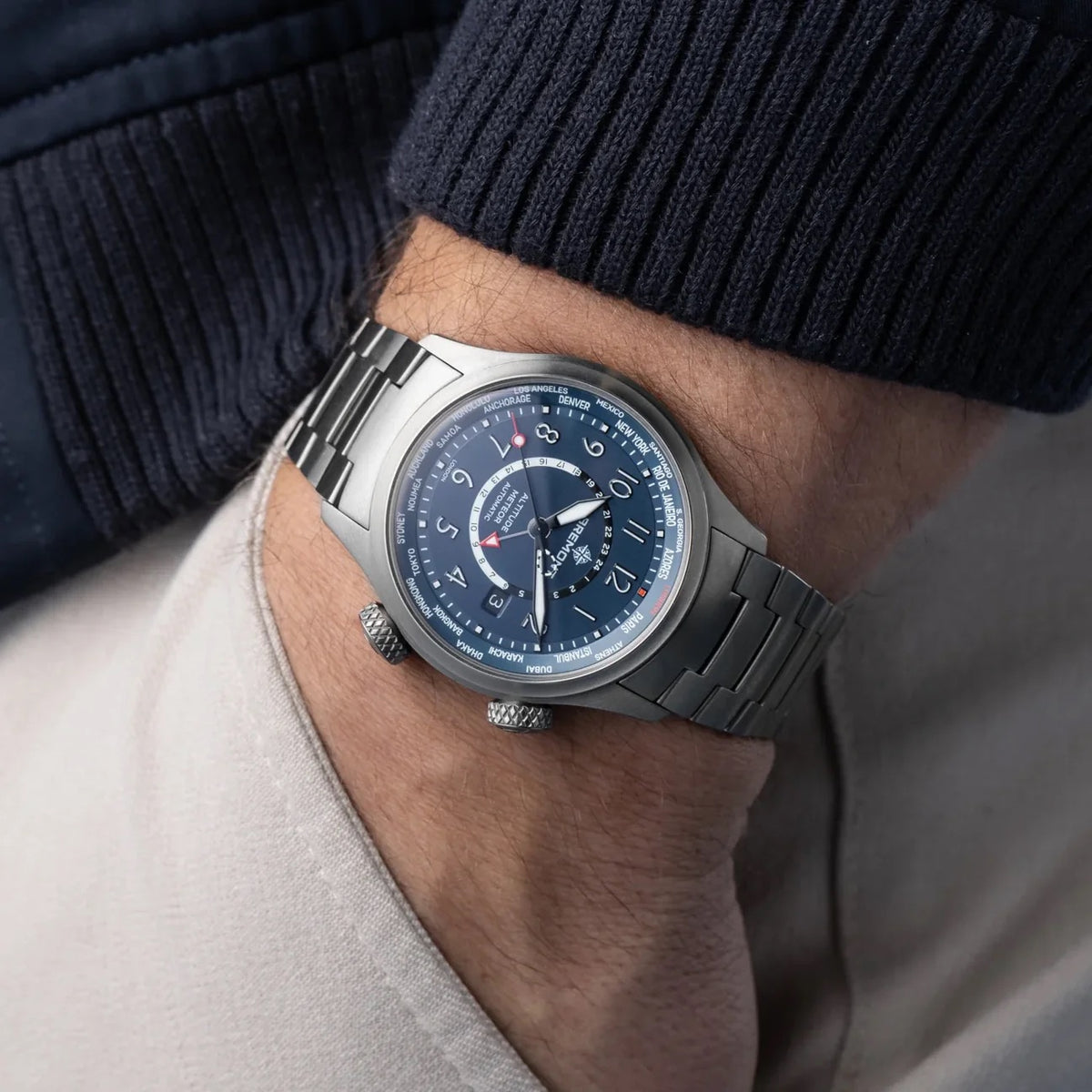 Bremont Time Zones ALT42-MT-Z-TI-BLBL-B Bandiera Jewellers