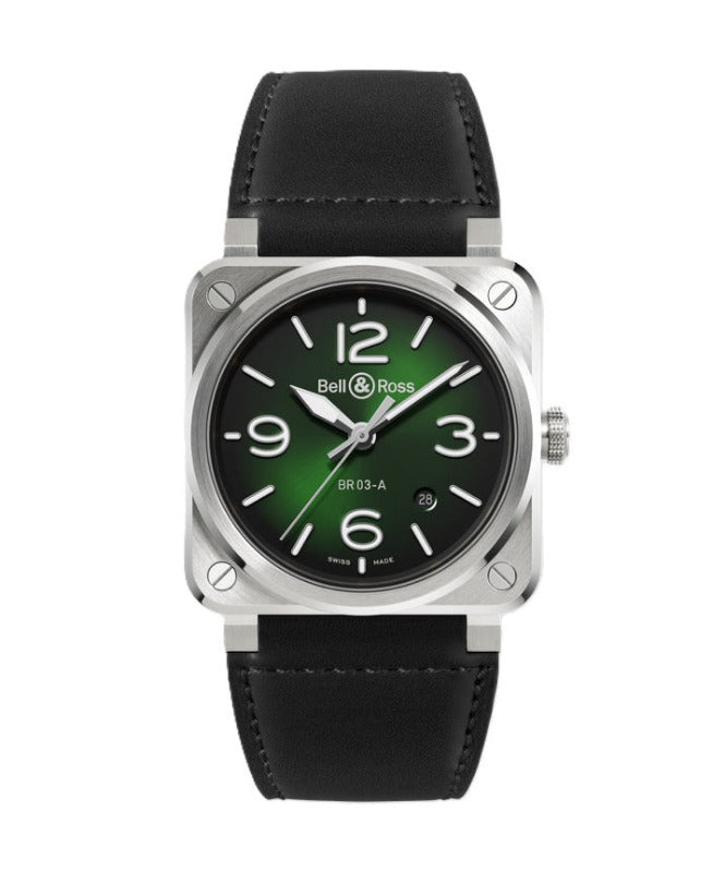 Bell &amp; Ross BR-03 Green BR03A-GN-ST/SCA Bandiera Jewellers
