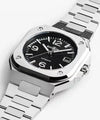 Silver watch with black dial on a white background

Bell & Ross BR-05 Black Steel BR05A-BL-ST/SST Bandiera Jewellers