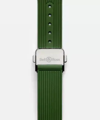 Green watch strap with Bell & Ross logo on a white background

Bell & Ross BR-05 Chrono Green Steel BR05C-GN-ST/SRB Bandiera Jewellers