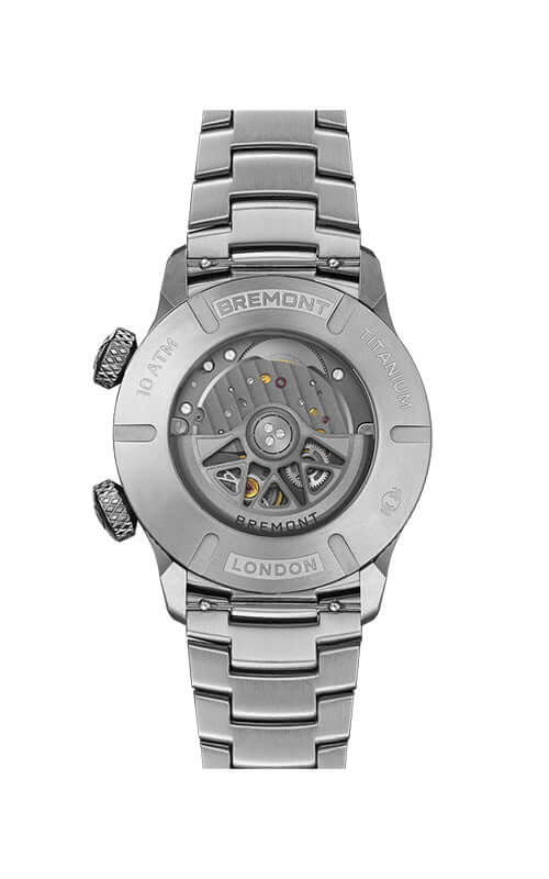 Silver Bremont watch with visible brand name on a white background

Bremont Altitude MB Meteor Orange Barrel ALT42-MT-TI-SIOR-B Bandiera Jewellers