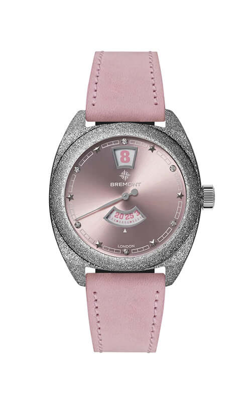 Bremont Terra Nova 35mm Jumping Hour Frosted Pink Leather Strap TN35-JH-FS-PK-L-S Bandiera Jewellers