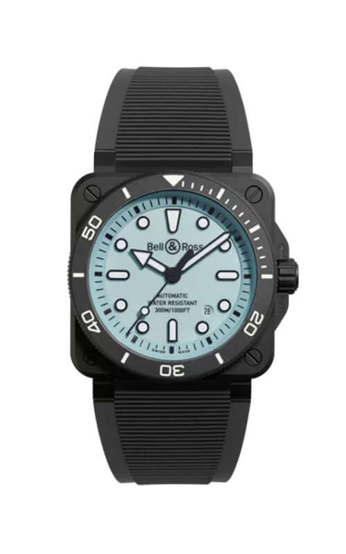 Black watch with a blue face on a white background

Bell & Ross BR-03 Diver Full Lum Ceramic BR03A-D-LM-CE/SRB Bandiera Jewellers