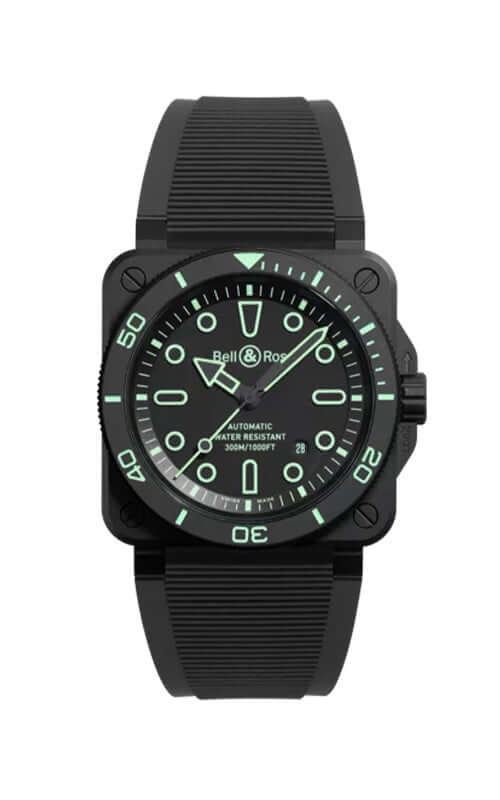 Bell &amp; Ross BR-03 Diver Lum Outline BR03A-D-OL-CE/SRB Bandiera Jewellers