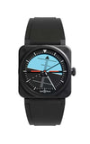 Black watch with a unique face design on a white background

Bell & Ross BR-03 Horizon BR03A-HRZ-CE/SRB Bandiera Jewellers