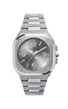 Silver watch with a metallic band on a white background

Bell & Ross BR-05 36mm Grey Steel BR05A-S-GR-ST/SST Bandiera Jewellers