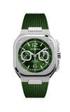 Green watch with silver case on a white background

Bell & Ross BR-05 Chrono Green Steel BR05C-GN-ST/SRB Bandiera Jewellers